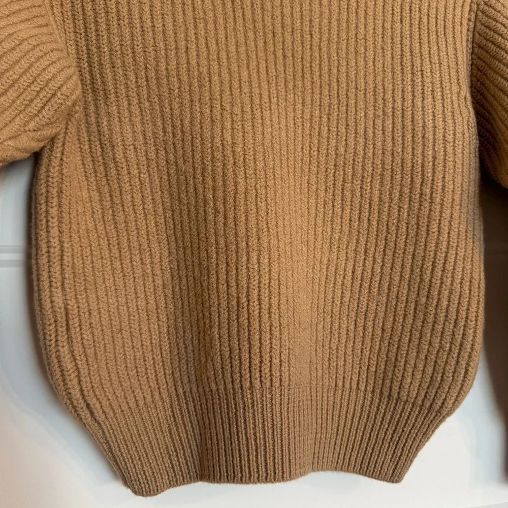 Aritzia Wilfred Montpellier Turtleneck Sweater 100% Merino Wool XS Beige/Caramel - Picture 8 of 11